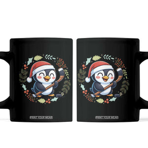 Cute Penguin Playing Ice Hockey Coffee Mug Funny Christmas Gift TS12 Black Print Your Wear