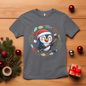 Cute Penguin Playing Ice Hockey T Shirt Funny Christmas Gift TS12 Charcoal Print Your Wear