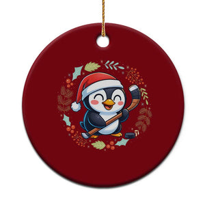 Cute Penguin Playing Ice Hockey Ceramic Ornament Funny Christmas Gift TS12 1pc Red Print Your Wear