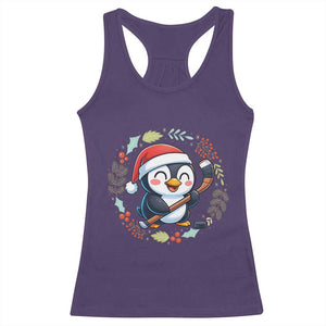 Cute Penguin Playing Ice Hockey Racerback Tank Top Funny Christmas Gift TS12 Purple Print Your Wear