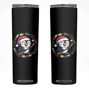 Cute Penguin Playing Ice Hockey Skinny Tumbler Funny Christmas Gift TS12 Black Print Your Wear