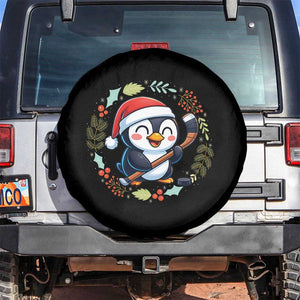Cute Penguin Playing Ice Hockey Spare Tire Cover Funny Christmas Gift TS12 No hole Black Print Your Wear