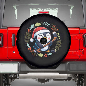 Cute Penguin Playing Ice Hockey Spare Tire Cover Funny Christmas Gift TS12 Black Print Your Wear