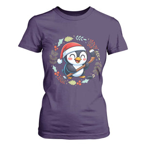 Cute Penguin Playing Ice Hockey T Shirt For Women Funny Christmas Gift TS12 Purple Print Your Wear