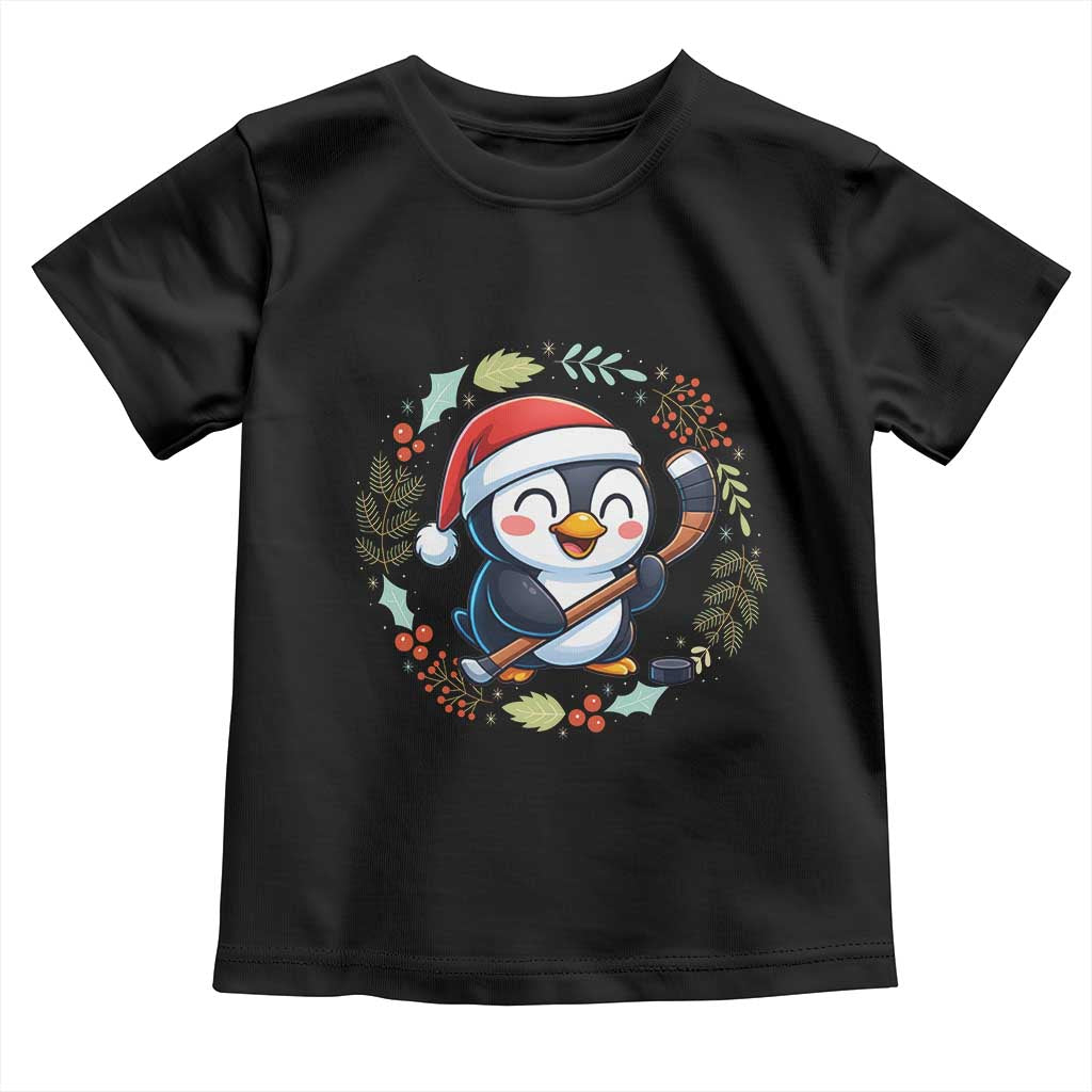 Cute Penguin Playing Ice Hockey Toddler T Shirt Funny Christmas Gift TS12 Black Print Your Wear