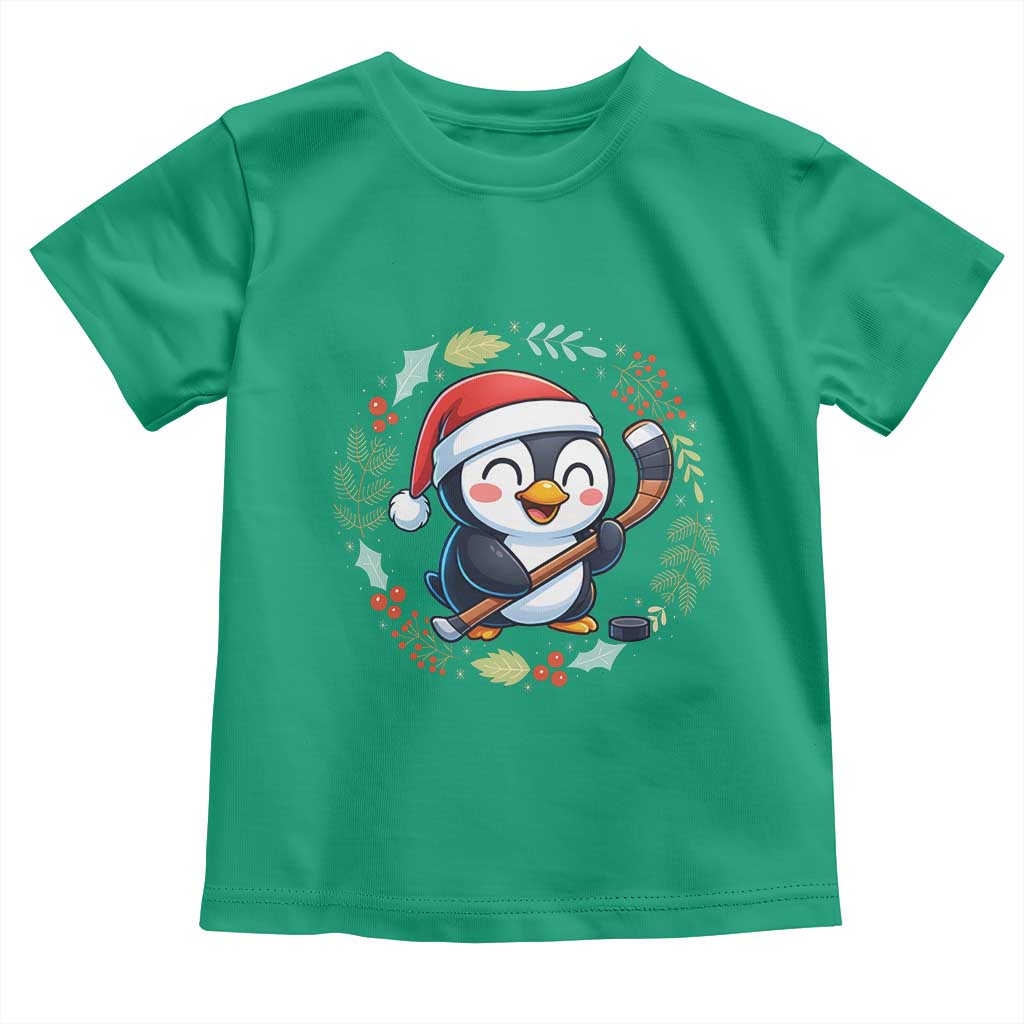 Cute Penguin Playing Ice Hockey Toddler T Shirt Funny Christmas Gift TS12 Irish Green Print Your Wear
