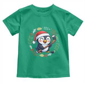 Cute Penguin Playing Ice Hockey Toddler T Shirt Funny Christmas Gift TS12 Irish Green Print Your Wear