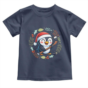 Cute Penguin Playing Ice Hockey Toddler T Shirt Funny Christmas Gift TS12 Navy Print Your Wear