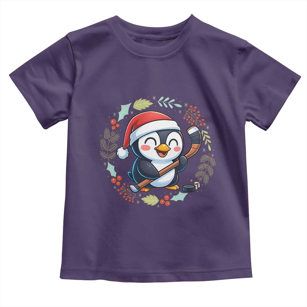 Cute Penguin Playing Ice Hockey Toddler T Shirt Funny Christmas Gift TS12 Purple Print Your Wear