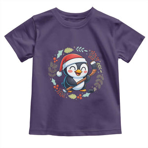 Cute Penguin Playing Ice Hockey Toddler T Shirt Funny Christmas Gift TS12 Purple Print Your Wear