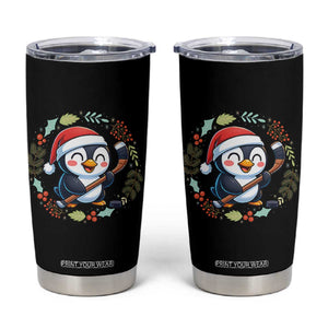Cute Penguin Playing Ice Hockey Tumbler Cup Funny Christmas Gift TS12 Black Print Your Wear