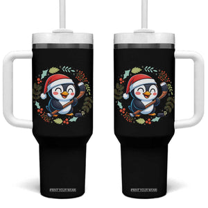Cute Penguin Playing Ice Hockey Tumbler With Handle Funny Christmas Gift TS12 One Size: 40 oz Black Print Your Wear