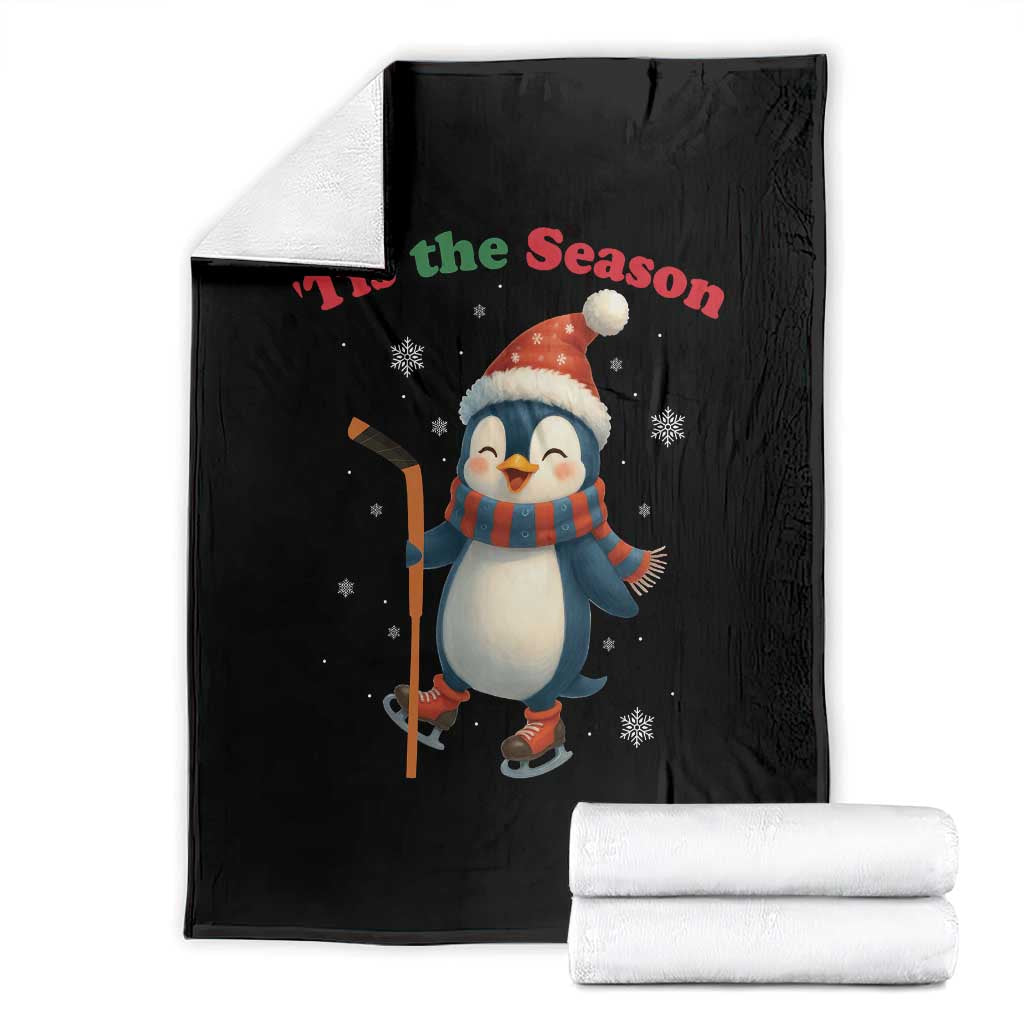 Cute Penguin Tis The Season Throw Blanket Funny Christmas Gift For Holiday Fans TS12 Black Print Your Wear