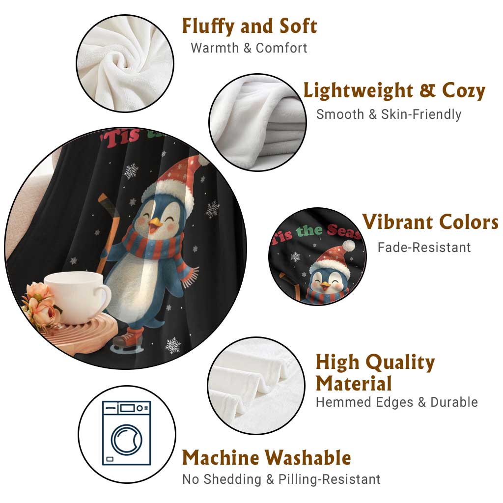 Cute Penguin Tis The Season Throw Blanket Funny Christmas Gift For Holiday Fans TS12 Print Your Wear