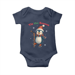 Cute Penguin Tis The Season Baby Onesie Funny Christmas Gift For Holiday Fans TS12 Navy Print Your Wear