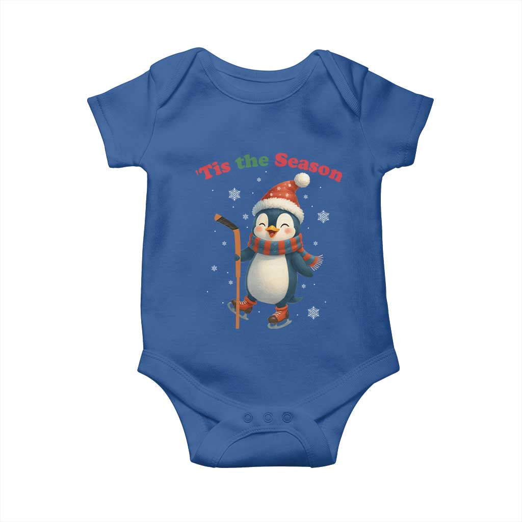 Cute Penguin Tis The Season Baby Onesie Funny Christmas Gift For Holiday Fans TS12 Royal Blue Print Your Wear