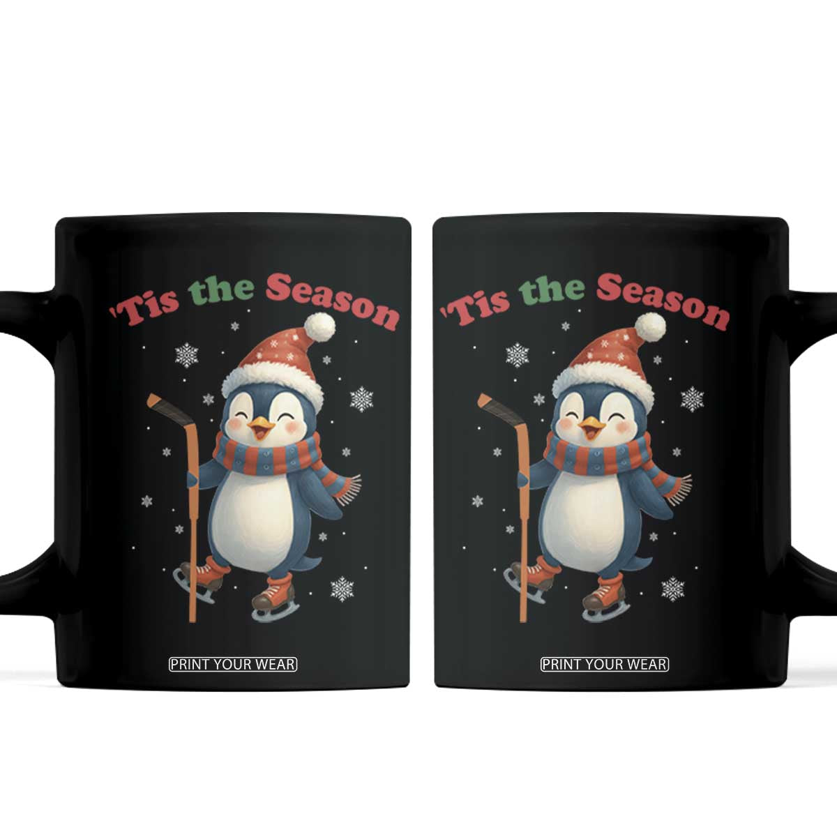 Cute Penguin Tis The Season Coffee Mug Funny Christmas Gift For Holiday Fans TS12 Black Print Your Wear