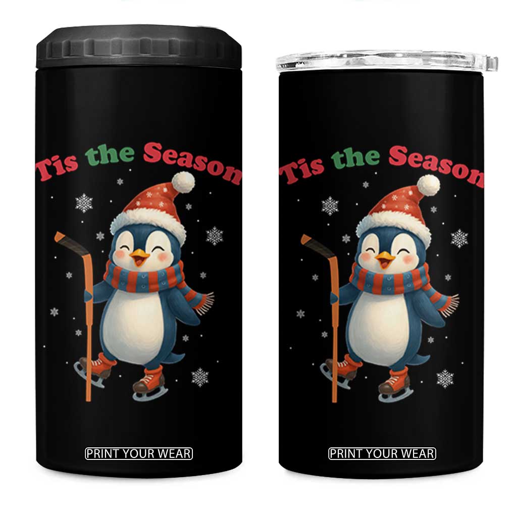 Cute Penguin Tis The Season 4 in 1 Can Cooler Tumbler Funny Christmas Gift For Holiday Fans TS12 One Size: 16 oz Black Print Your Wear