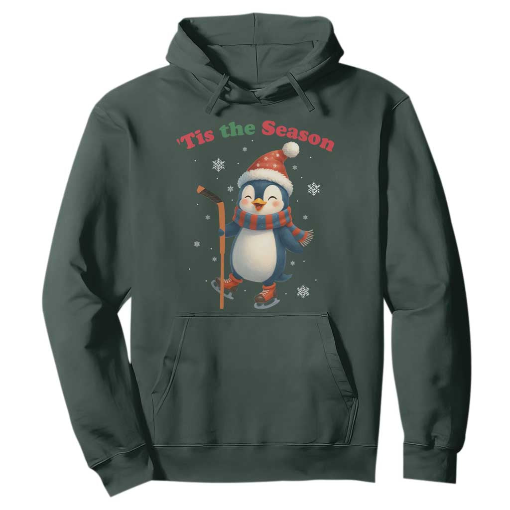 Cute Penguin Tis The Season Hoodie Funny Christmas Gift For Holiday Fans TS12 Dark Forest Green Print Your Wear