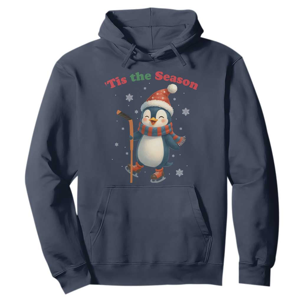 Cute Penguin Tis The Season Hoodie Funny Christmas Gift For Holiday Fans TS12 Navy Print Your Wear