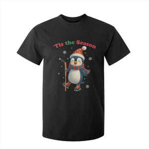 Cute Penguin Tis The Season T Shirt For Kid Funny Christmas Gift For Holiday Fans TS12 Black Print Your Wear