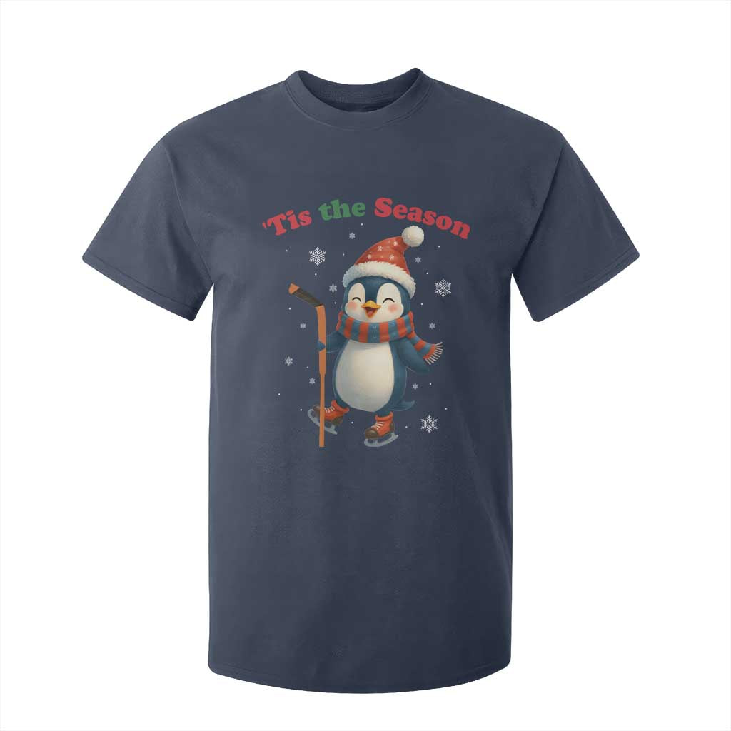 Cute Penguin Tis The Season T Shirt For Kid Funny Christmas Gift For Holiday Fans TS12 Navy Print Your Wear