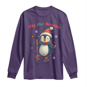 Cute Penguin Tis The Season Long Sleeve Shirt Funny Christmas Gift For Holiday Fans TS12 Purple Print Your Wear