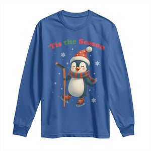 Cute Penguin Tis The Season Long Sleeve Shirt Funny Christmas Gift For Holiday Fans TS12 Royal Blue Print Your Wear