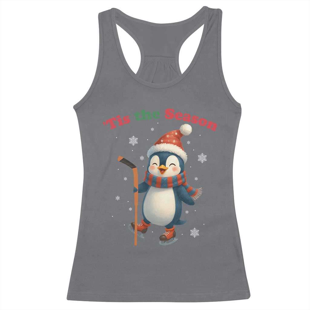 Cute Penguin Tis The Season Racerback Tank Top Funny Christmas Gift For Holiday Fans TS12 Charcoal Print Your Wear