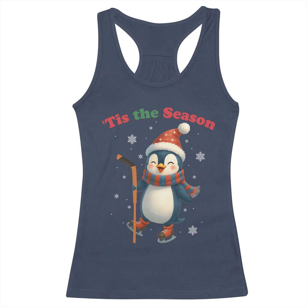 Cute Penguin Tis The Season Racerback Tank Top Funny Christmas Gift For Holiday Fans TS12 Navy Print Your Wear