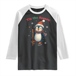 Cute Penguin Tis The Season Raglan Shirt Funny Christmas Gift For Holiday Fans TS12 Black White Print Your Wear