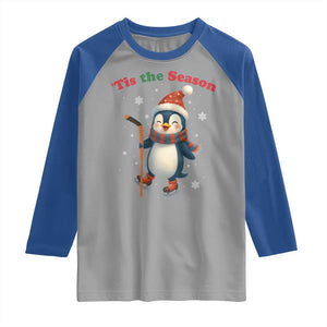 Cute Penguin Tis The Season Raglan Shirt Funny Christmas Gift For Holiday Fans TS12 Sport Gray Royal Print Your Wear