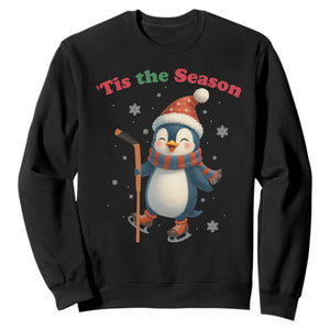 Cute Penguin Tis The Season Sweatshirt Funny Christmas Gift For Holiday Fans TS12 Black Print Your Wear