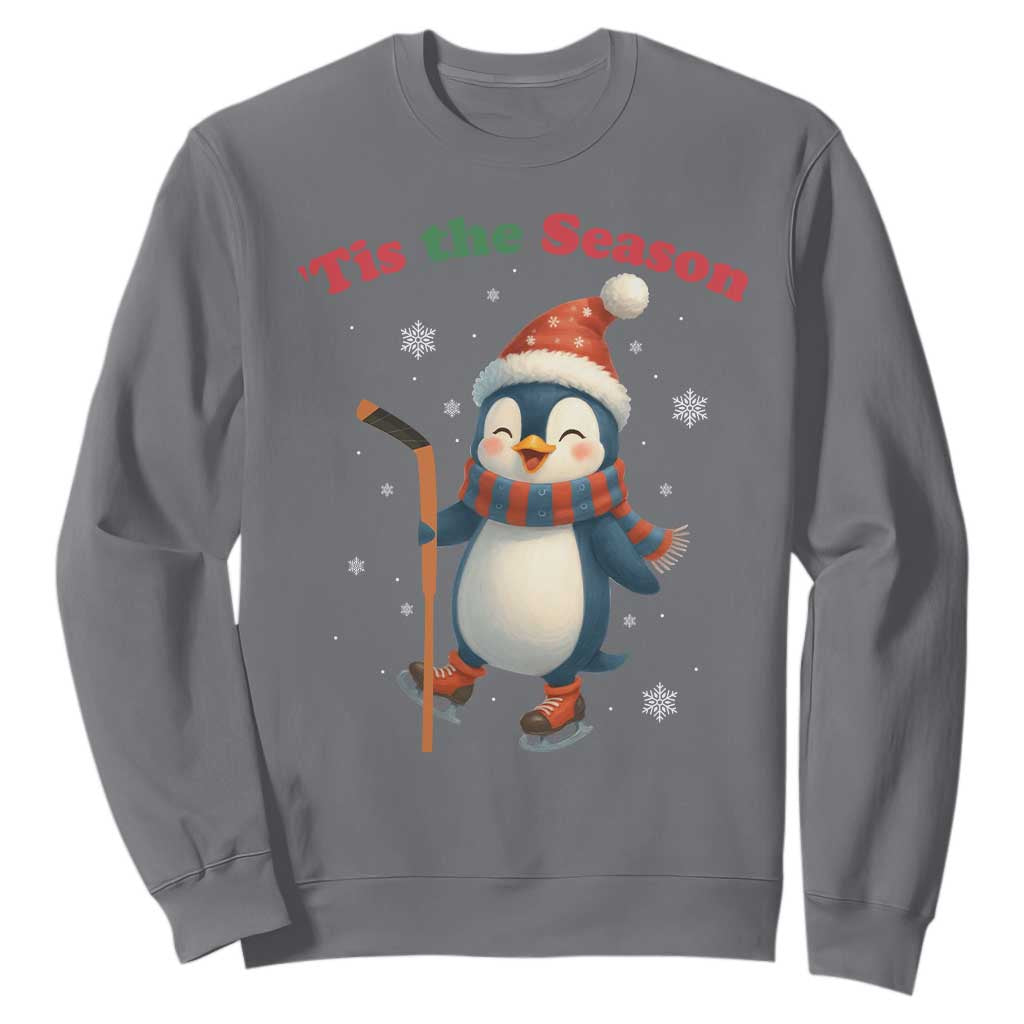 Cute Penguin Tis The Season Sweatshirt Funny Christmas Gift For Holiday Fans TS12 Charcoal Print Your Wear