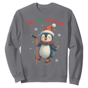 Cute Penguin Tis The Season Sweatshirt Funny Christmas Gift For Holiday Fans TS12 Charcoal Print Your Wear