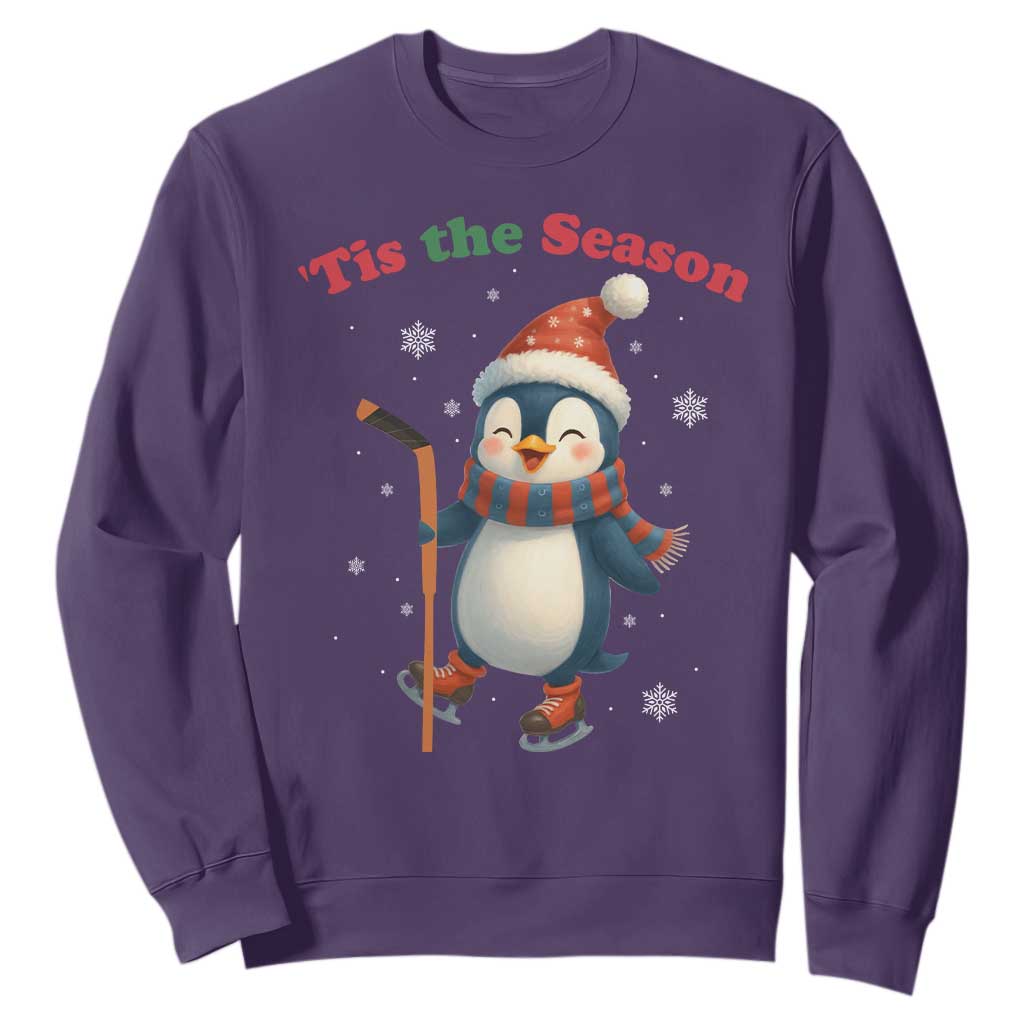 Cute Penguin Tis The Season Sweatshirt Funny Christmas Gift For Holiday Fans TS12 Purple Print Your Wear