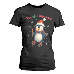 Cute Penguin Tis The Season T Shirt For Women Funny Christmas Gift For Holiday Fans TS12 Black Print Your Wear