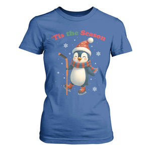 Cute Penguin Tis The Season T Shirt For Women Funny Christmas Gift For Holiday Fans TS12 Royal Blue Print Your Wear