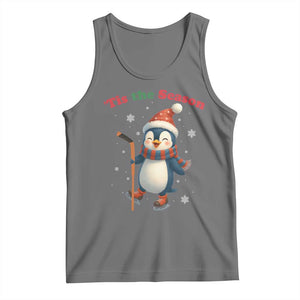 Cute Penguin Tis The Season Tank Top Funny Christmas Gift For Holiday Fans TS12 Black Heather Print Your Wear
