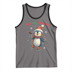 Cute Penguin Tis The Season Tank Top Funny Christmas Gift For Holiday Fans TS12 Deep Heather Black Print Your Wear