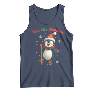 Cute Penguin Tis The Season Tank Top Funny Christmas Gift For Holiday Fans TS12 Navy Print Your Wear