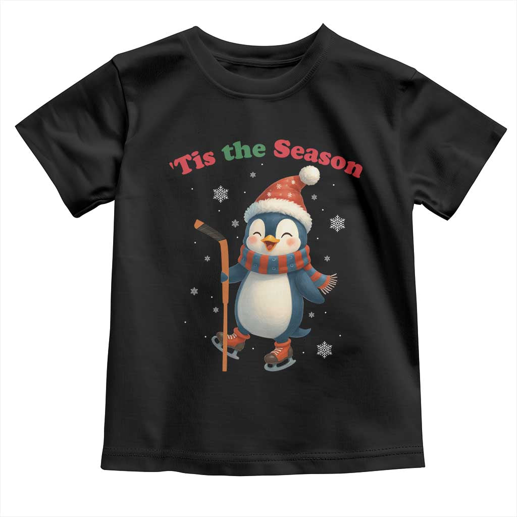 Cute Penguin Tis The Season Toddler T Shirt Funny Christmas Gift For Holiday Fans TS12 Black Print Your Wear