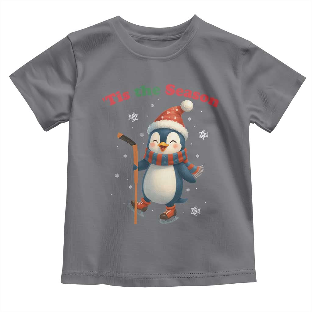 Cute Penguin Tis The Season Toddler T Shirt Funny Christmas Gift For Holiday Fans TS12 Charcoal Print Your Wear
