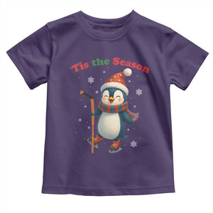 Cute Penguin Tis The Season Toddler T Shirt Funny Christmas Gift For Holiday Fans TS12 Purple Print Your Wear