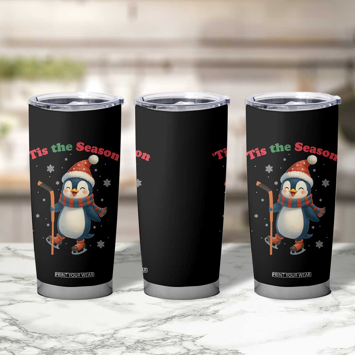 Cute Penguin Tis The Season Tumbler Cup Funny Christmas Gift For Holiday Fans TS12 Print Your Wear