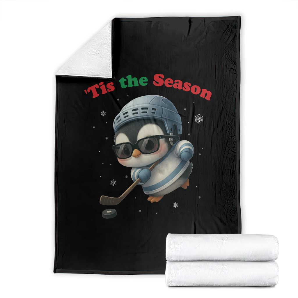 Penguin On Ice Tis The Season Throw Blanket Funny Christmas Gift TS12 Black Print Your Wear