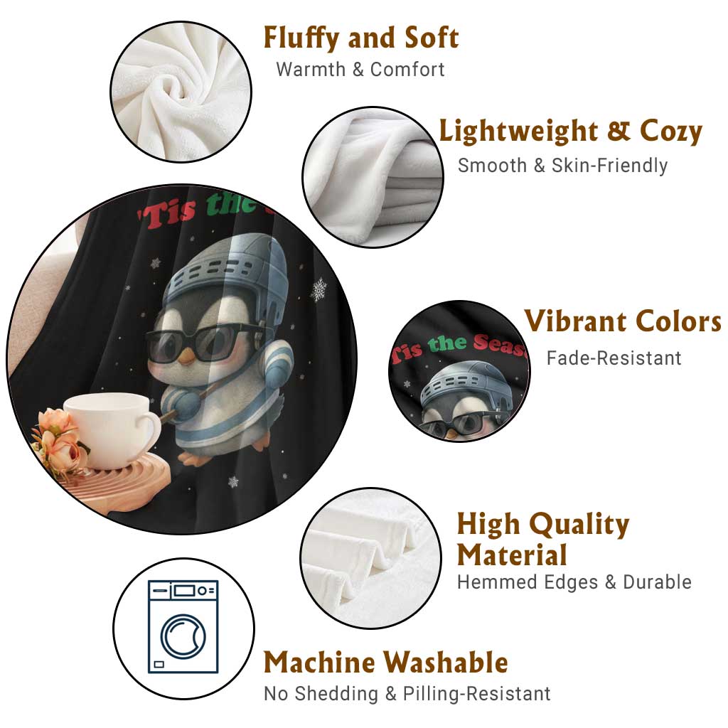 Penguin On Ice Tis The Season Throw Blanket Funny Christmas Gift TS12 Print Your Wear