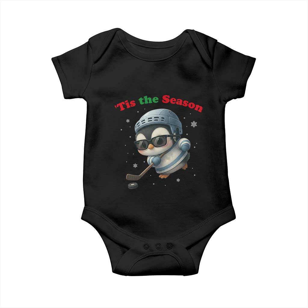 Penguin On Ice Tis The Season Baby Onesie Funny Christmas Gift TS12 Black Print Your Wear