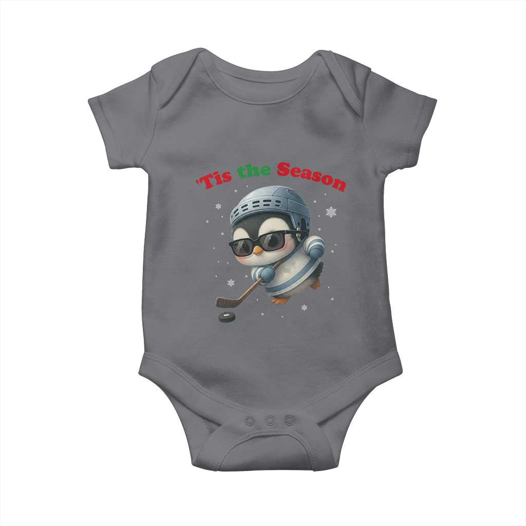 Penguin On Ice Tis The Season Baby Onesie Funny Christmas Gift TS12 Charcoal Print Your Wear