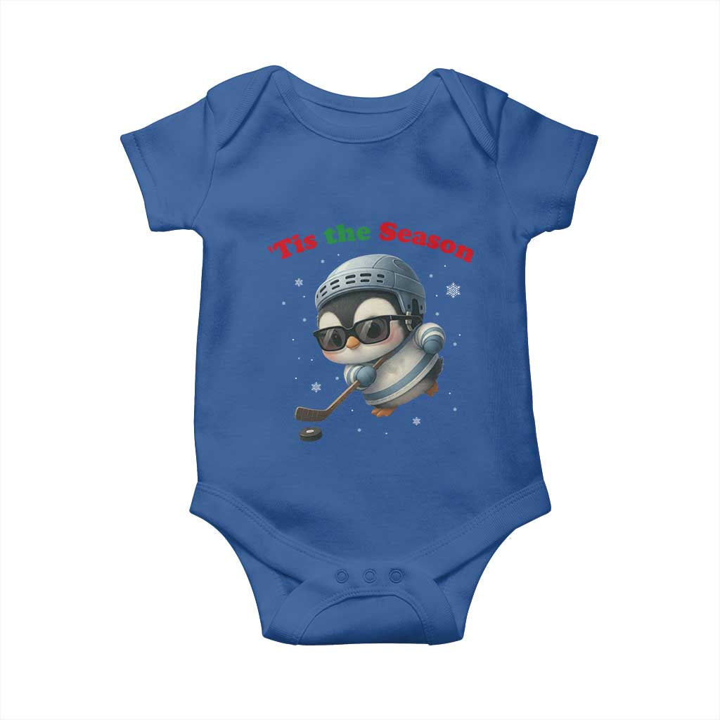 Penguin On Ice Tis The Season Baby Onesie Funny Christmas Gift TS12 Royal Blue Print Your Wear